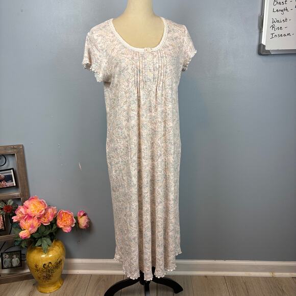 Miss Elaine Nightgown Sleepwear Floral Pastel Cozy Core Dainty Feminine Small - Picture 1 of 7